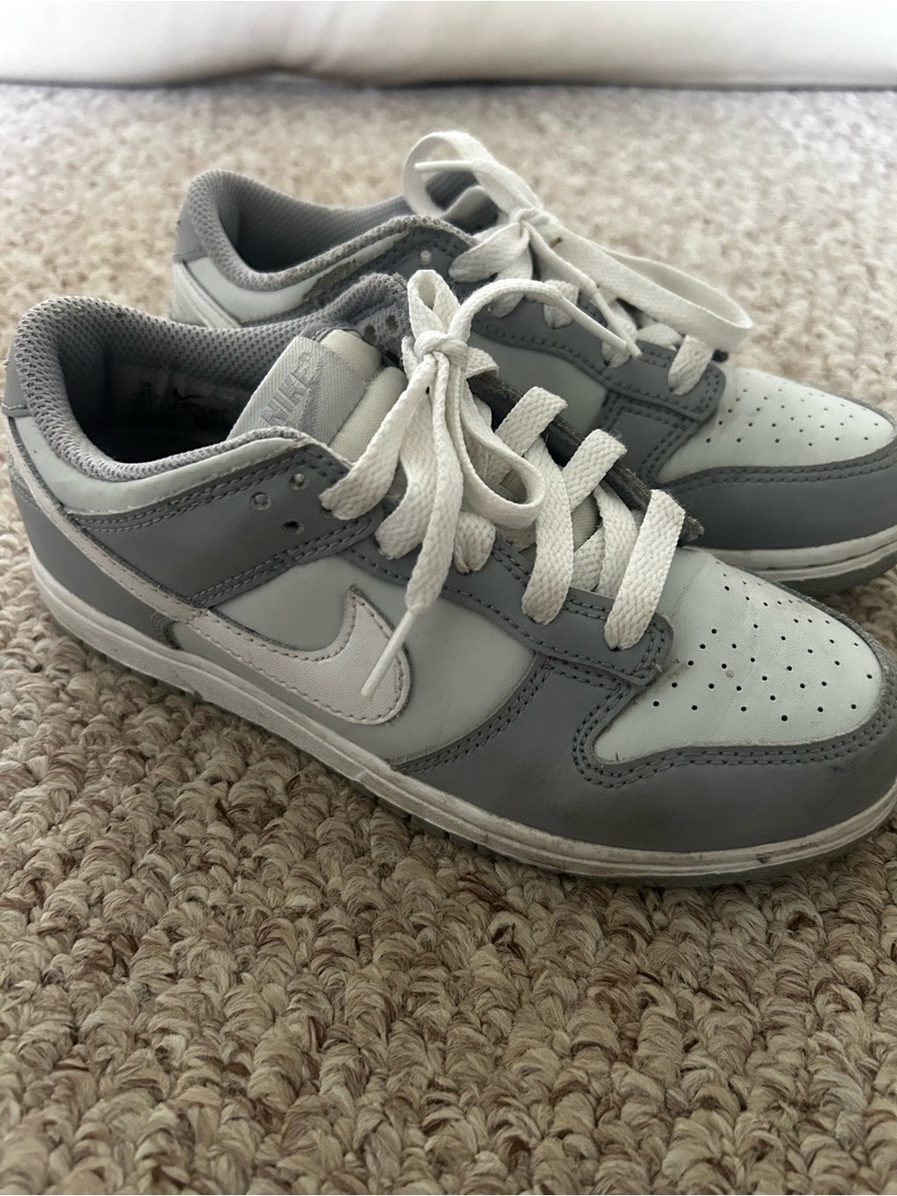 Nike Dunks Low Grey White Kids Shoes 2Y